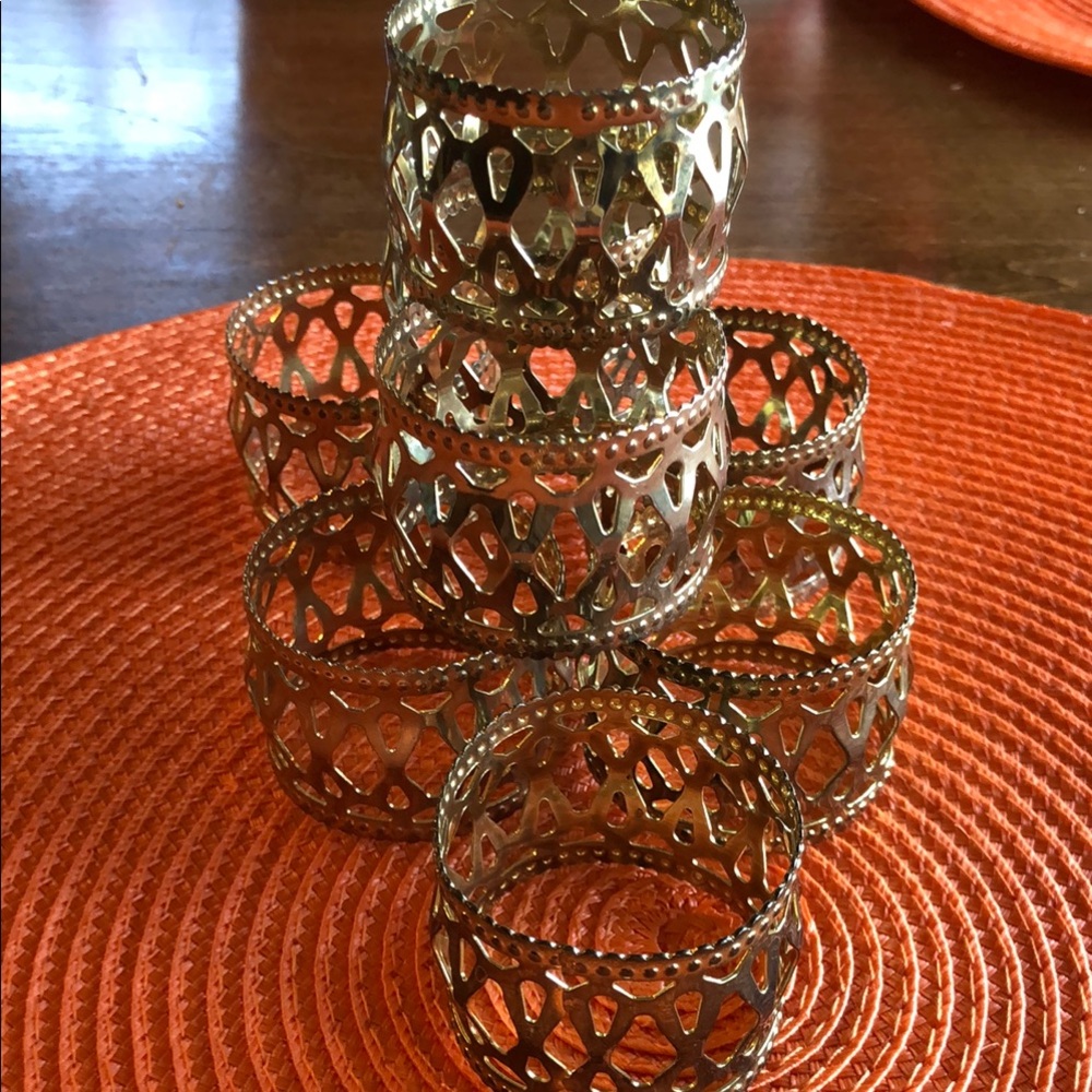 Elegant Gold Napkin Rings Set 8 total
